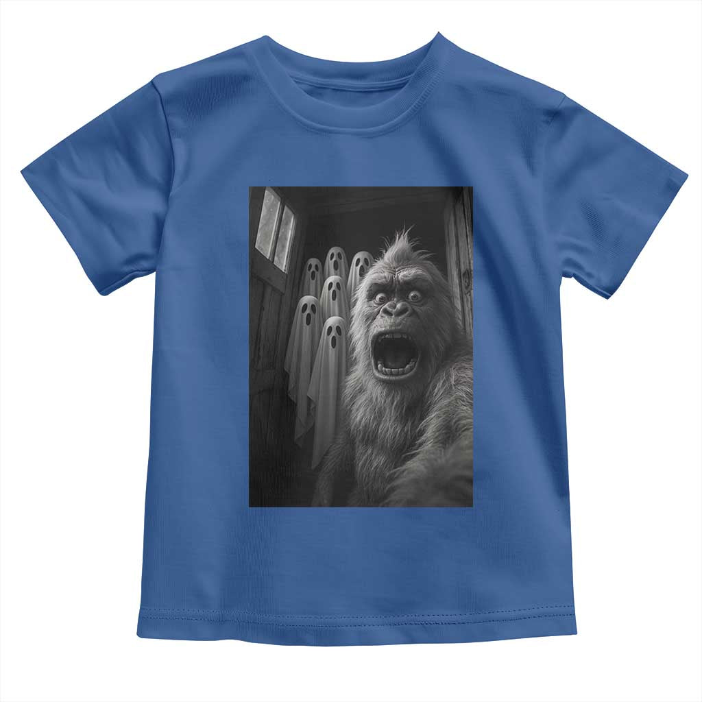 Funny Bigfoot Selfie Halloween Toddler T Shirt Sasquatch Ghost Haunted House TS14 Royal Blue Print Your Wear