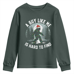 Funny Bigfoot Christmas Youth Sweatshirt A Guy Like Me Is Hard To Find TS14 Dark Forest Green Print Your Wear