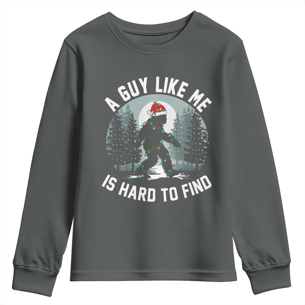 Funny Bigfoot Christmas Youth Sweatshirt A Guy Like Me Is Hard To Find TS14 Dark Heather Print Your Wear