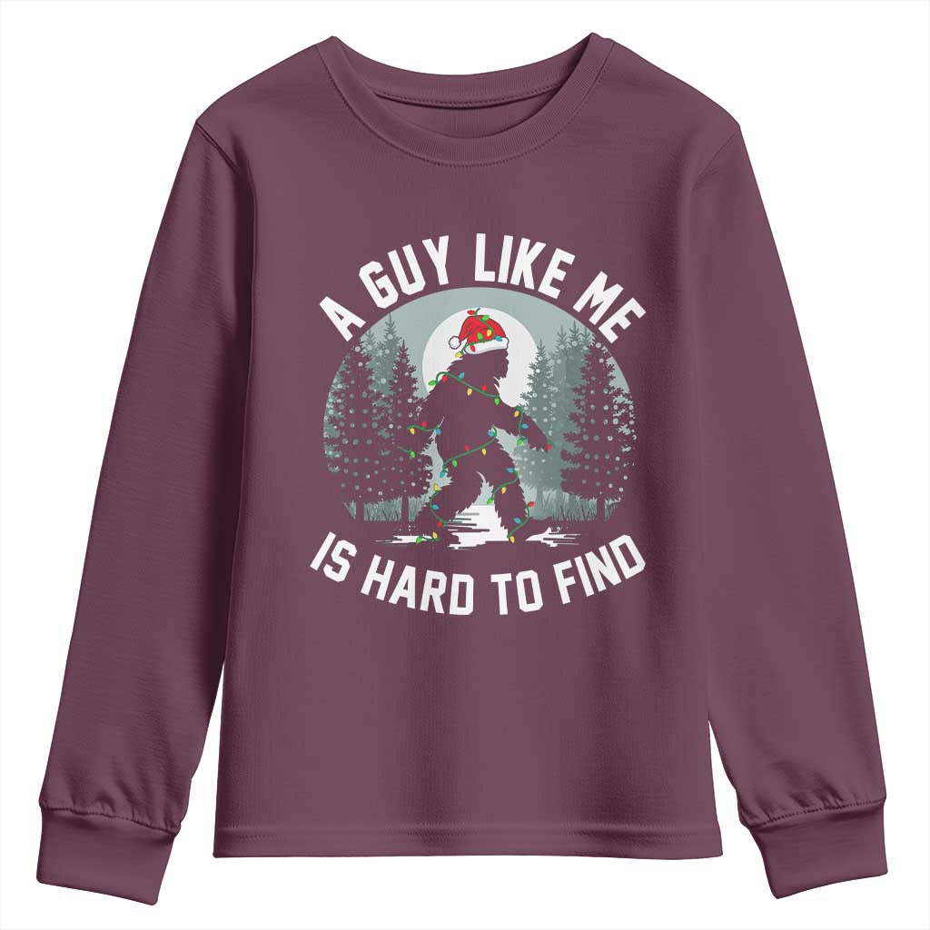 Funny Bigfoot Christmas Youth Sweatshirt A Guy Like Me Is Hard To Find TS14 Maroon Print Your Wear