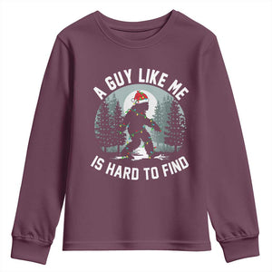 Funny Bigfoot Christmas Youth Sweatshirt A Guy Like Me Is Hard To Find TS14 Maroon Print Your Wear