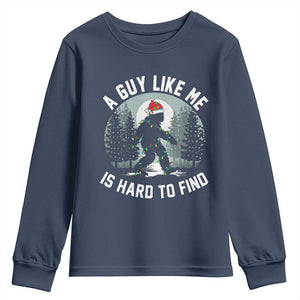 Funny Bigfoot Christmas Youth Sweatshirt A Guy Like Me Is Hard To Find TS14 Navy Print Your Wear