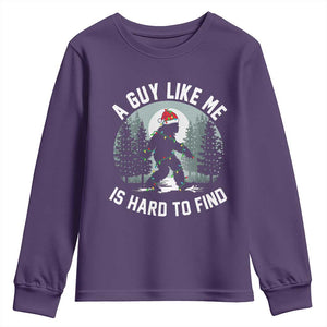 Funny Bigfoot Christmas Youth Sweatshirt A Guy Like Me Is Hard To Find TS14 Purple Print Your Wear
