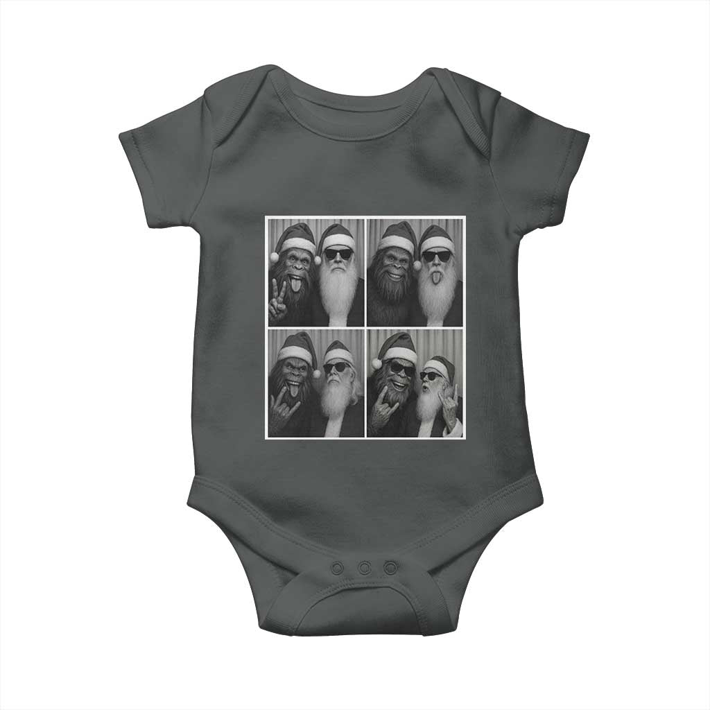 Funny Bigfoot Photobooth Christmas Baby Onesie Sasquatch Santa Claus Xmas TS14 Dark Heather Print Your Wear