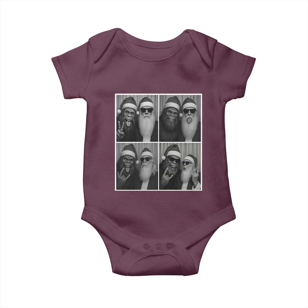 Funny Bigfoot Photobooth Christmas Baby Onesie Sasquatch Santa Claus Xmas TS14 Maroon Print Your Wear