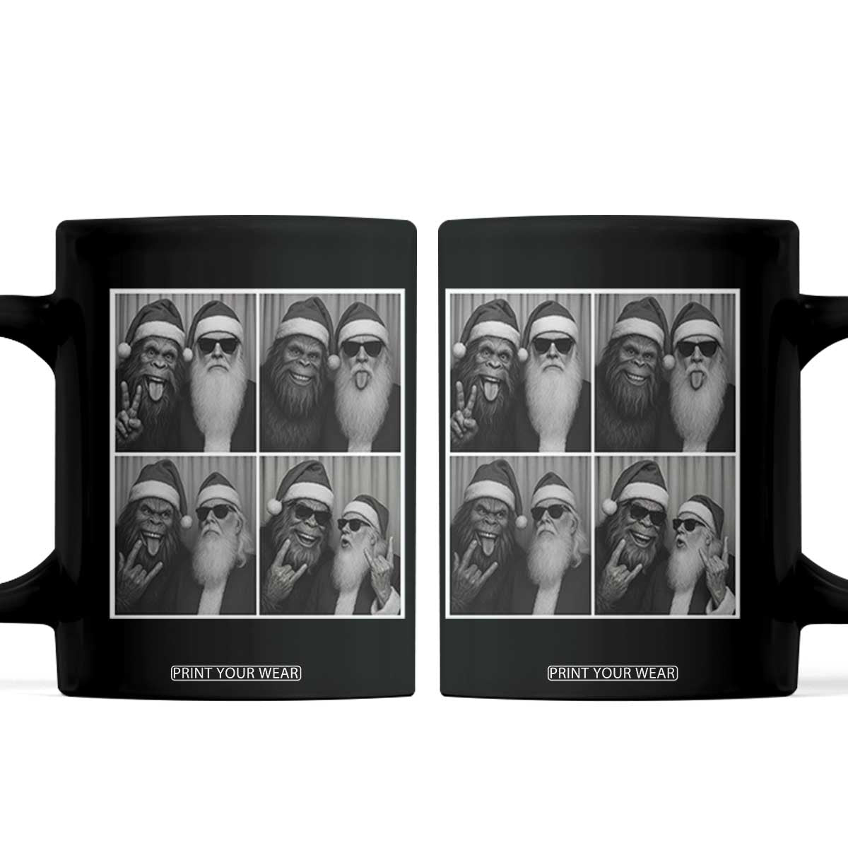 Funny Bigfoot Photobooth Christmas Coffee Mug Sasquatch Santa Claus Xmas TS14 Black Print Your Wear