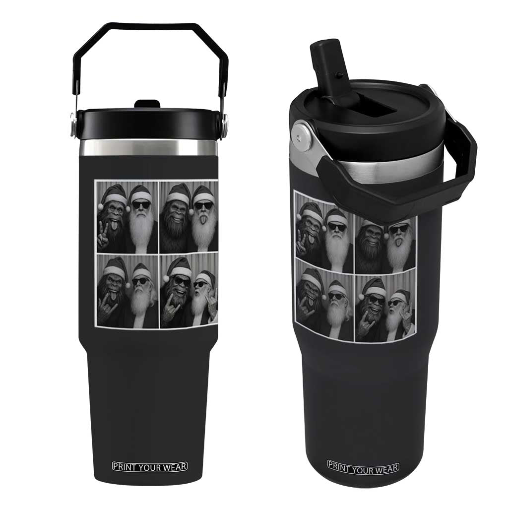 Funny Bigfoot Photobooth Christmas Flip Straw Tumbler Sasquatch Santa Claus Xmas TS14 One Size: 30 oz Black Print Your Wear