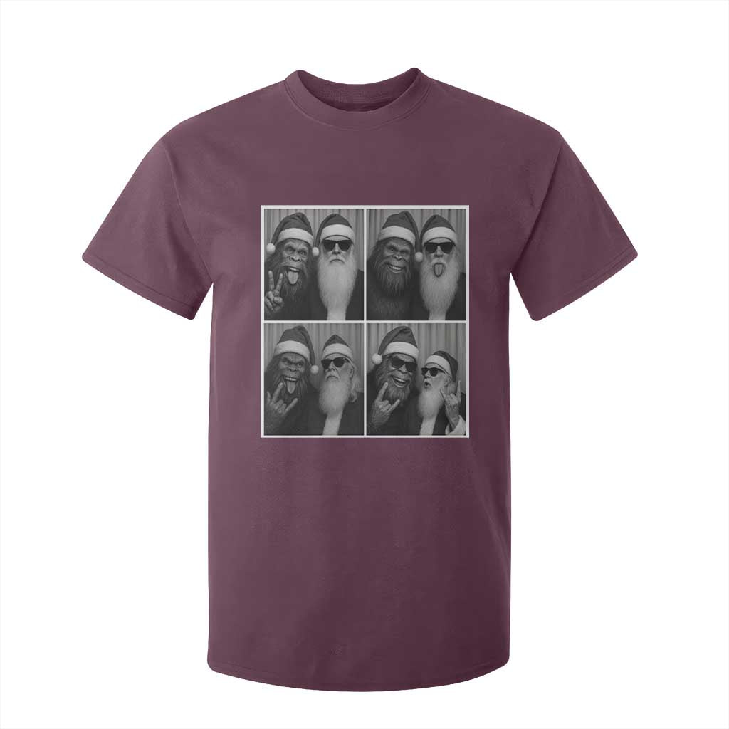 Funny Bigfoot Photobooth Christmas T Shirt For Kid Sasquatch Santa Claus Xmas TS14 Maroon Print Your Wear