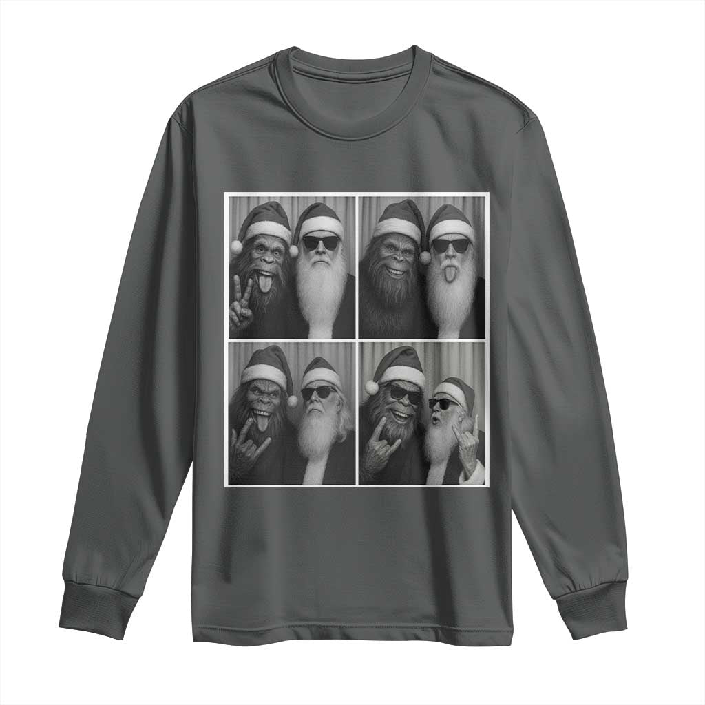 Funny Bigfoot Photobooth Christmas Long Sleeve Shirt Sasquatch Santa Claus Xmas TS14 Dark Heather Print Your Wear
