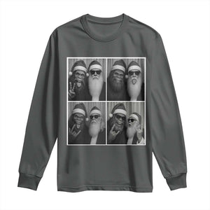 Funny Bigfoot Photobooth Christmas Long Sleeve Shirt Sasquatch Santa Claus Xmas TS14 Dark Heather Print Your Wear