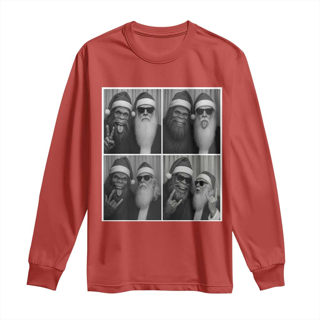 Funny Bigfoot Photobooth Christmas Long Sleeve Shirt Sasquatch Santa Claus Xmas TS14 Red Print Your Wear
