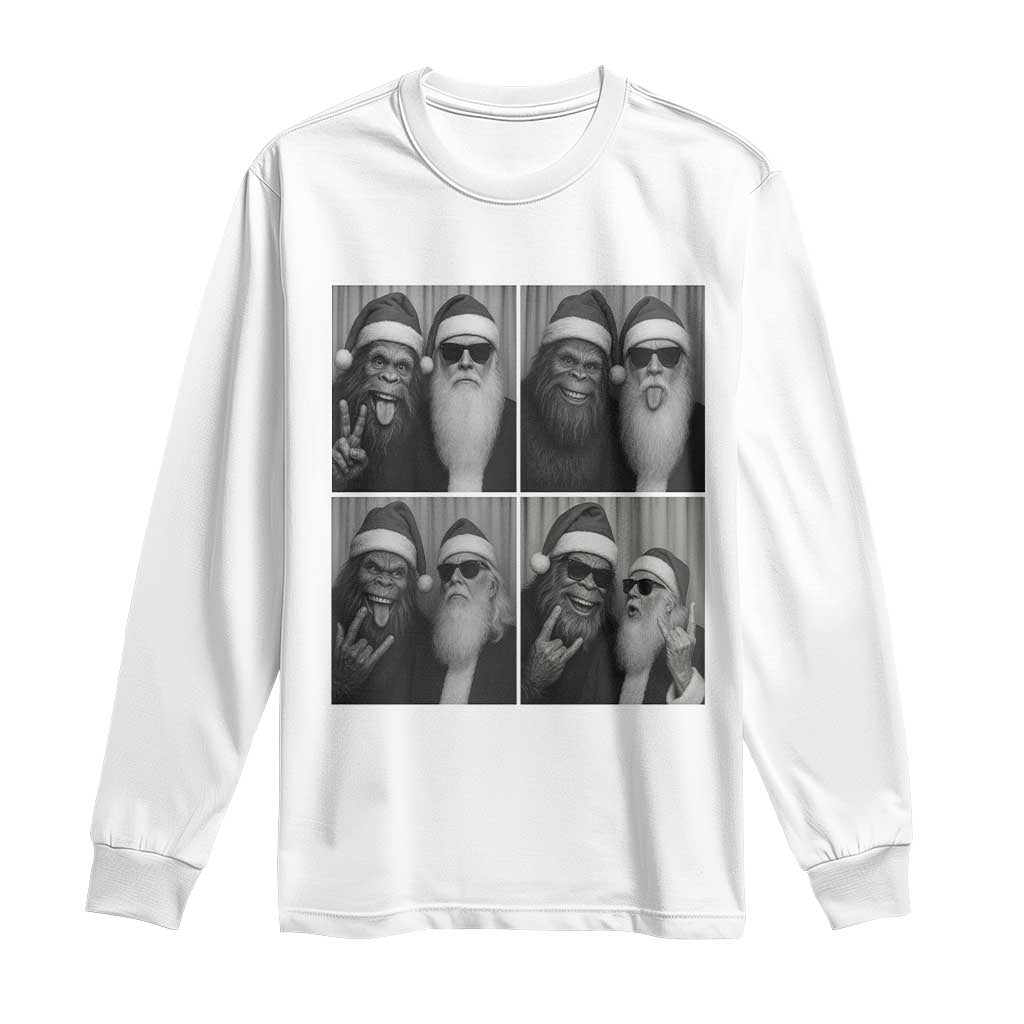 Funny Bigfoot Photobooth Christmas Long Sleeve Shirt Sasquatch Santa Claus Xmas TS14 White Print Your Wear