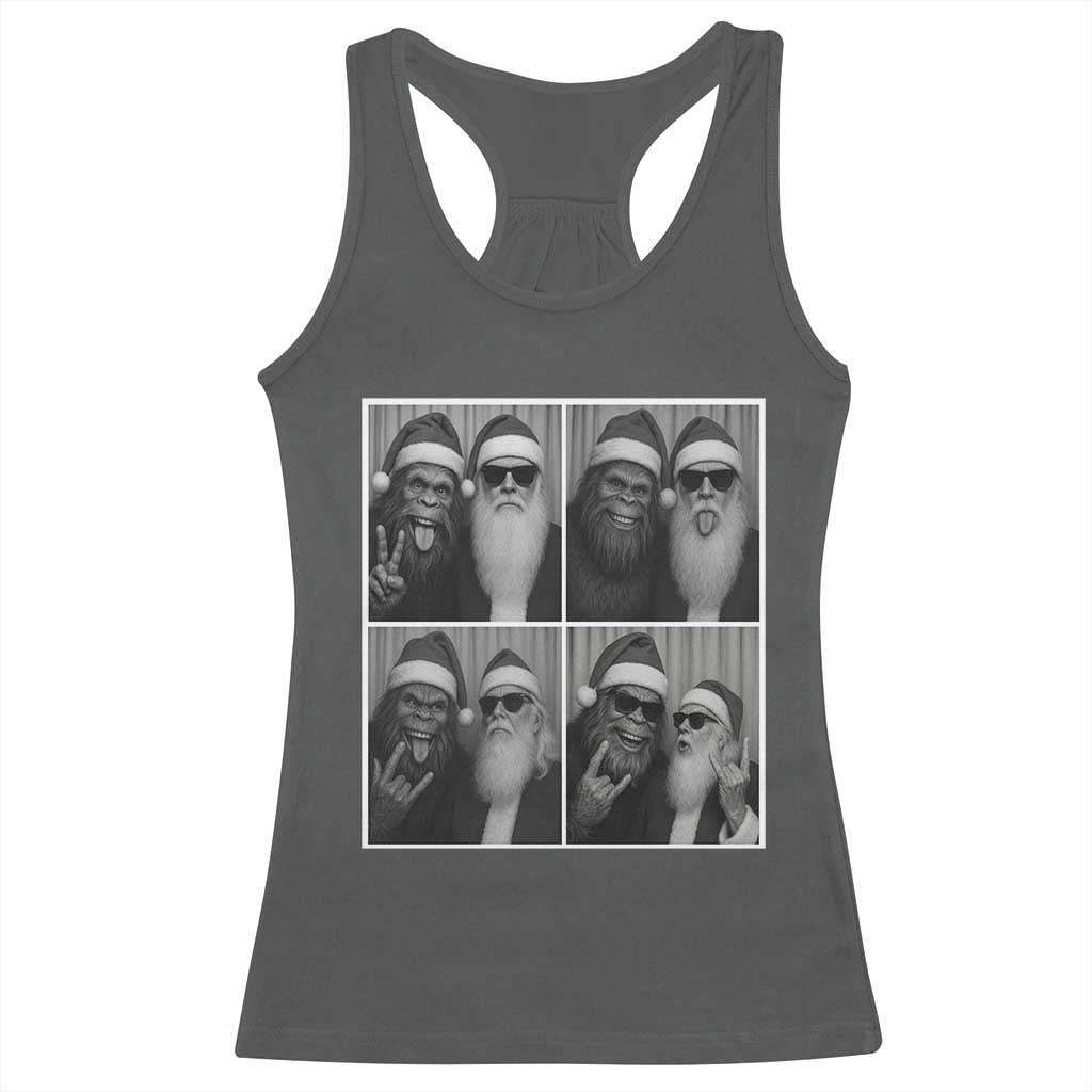 Funny Bigfoot Photobooth Christmas Racerback Tank Top Sasquatch Santa Claus Xmas TS14 Dark Heather Print Your Wear