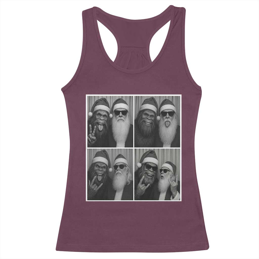 Funny Bigfoot Photobooth Christmas Racerback Tank Top Sasquatch Santa Claus Xmas TS14 Maroon Print Your Wear