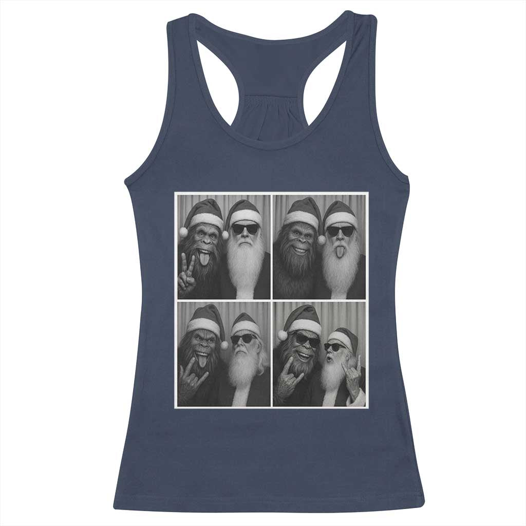 Funny Bigfoot Photobooth Christmas Racerback Tank Top Sasquatch Santa Claus Xmas TS14 Navy Print Your Wear