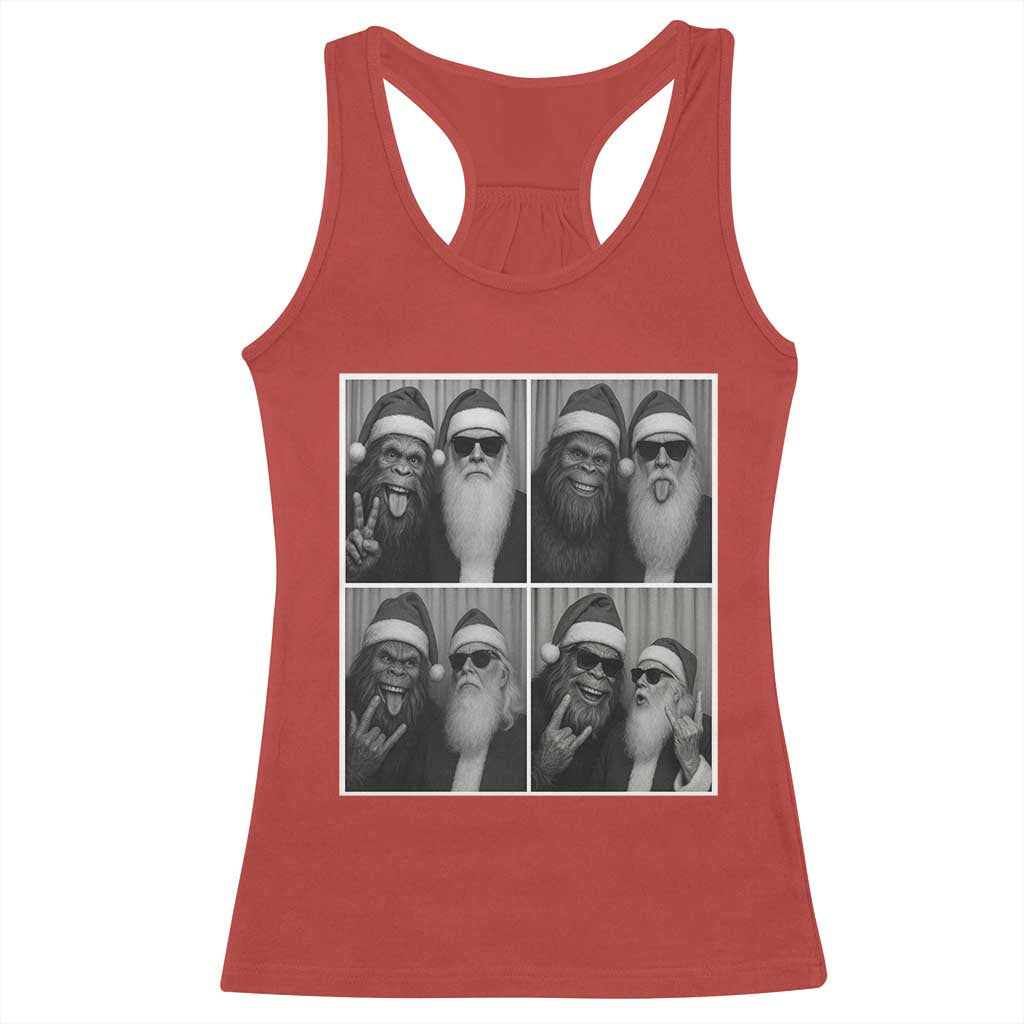 Funny Bigfoot Photobooth Christmas Racerback Tank Top Sasquatch Santa Claus Xmas - Print Your Wear