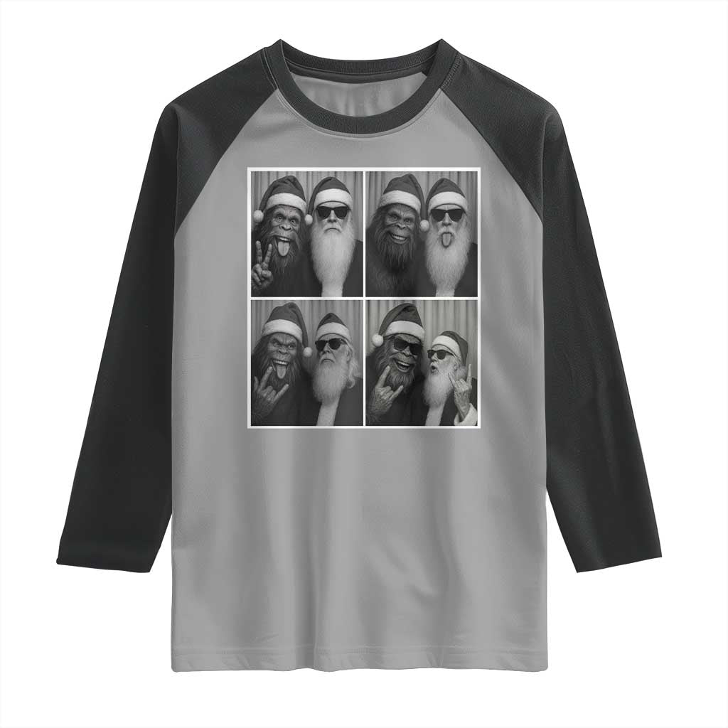 Funny Bigfoot Photobooth Christmas Raglan Shirt Sasquatch Santa Claus Xmas TS14 Sport Gray Black Print Your Wear