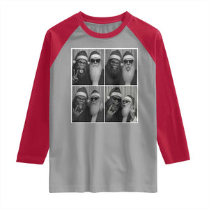 Funny Bigfoot Photobooth Christmas Raglan Shirt Sasquatch Santa Claus Xmas - Print Your Wear