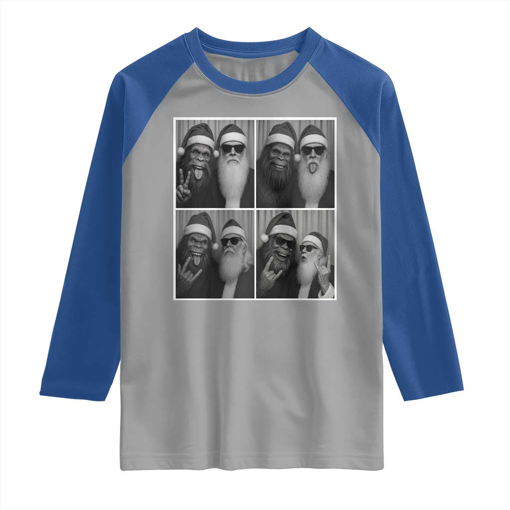 Funny Bigfoot Photobooth Christmas Raglan Shirt Sasquatch Santa Claus Xmas TS14 Sport Gray Royal Print Your Wear