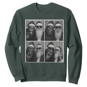 Funny Bigfoot Photobooth Christmas Sweatshirt Sasquatch Santa Claus Xmas TS14 Dark Forest Green Print Your Wear