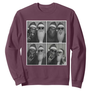 Funny Bigfoot Photobooth Christmas Sweatshirt Sasquatch Santa Claus Xmas TS14 Maroon Print Your Wear