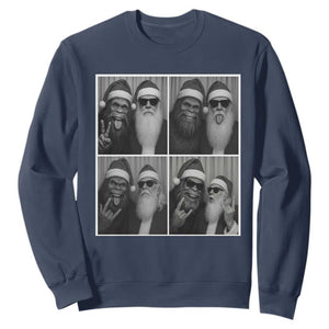 Funny Bigfoot Photobooth Christmas Sweatshirt Sasquatch Santa Claus Xmas TS14 Navy Print Your Wear