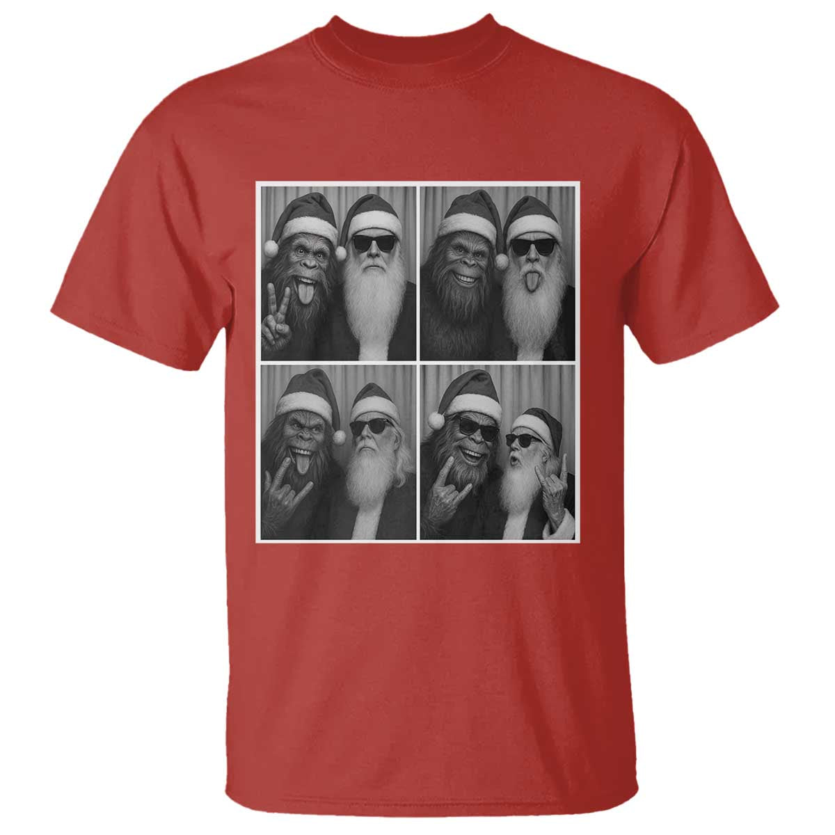 Funny Bigfoot Photobooth Christmas T Shirt Sasquatch Santa Claus Xmas TS14 Red Print Your Wear
