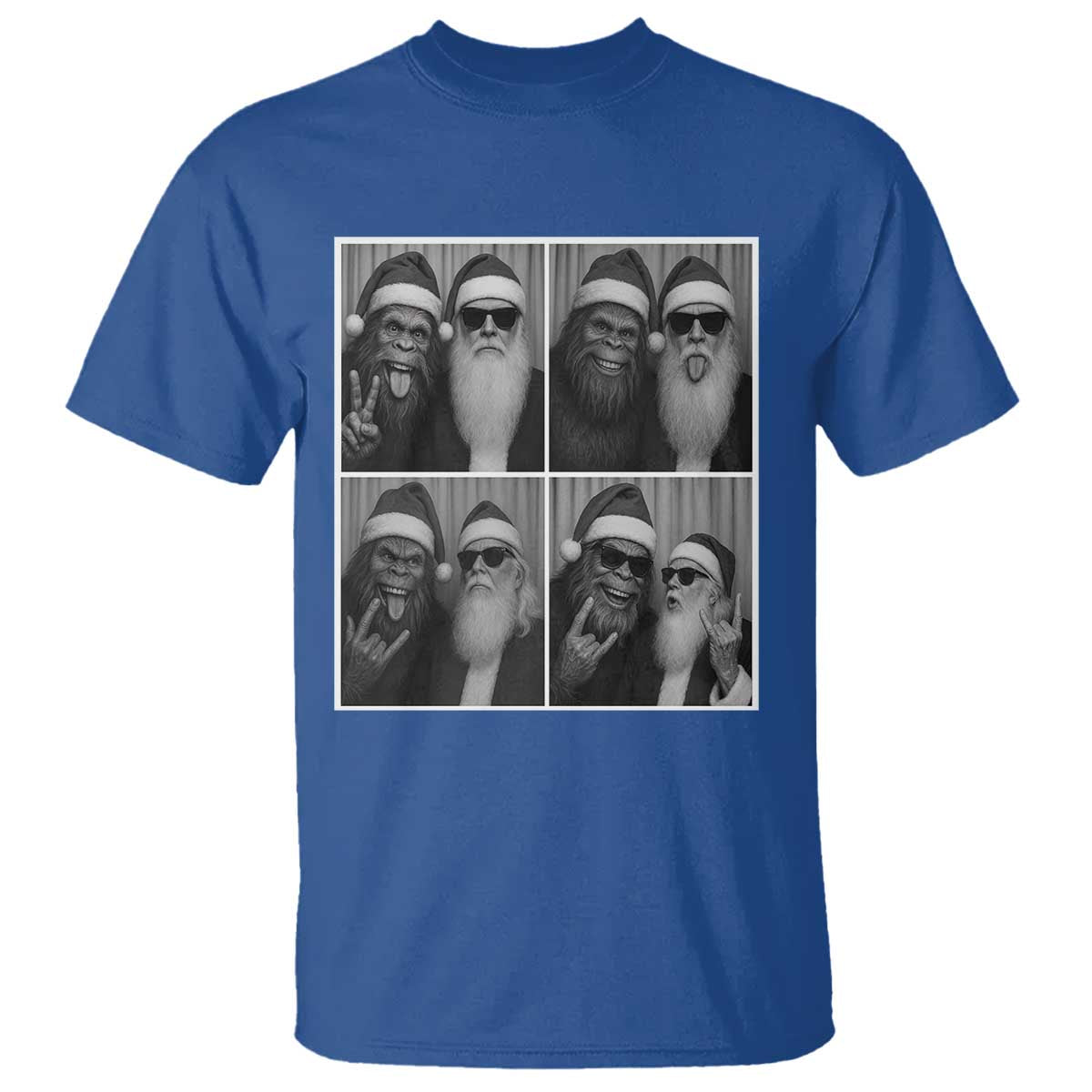 Funny Bigfoot Photobooth Christmas T Shirt Sasquatch Santa Claus Xmas TS14 Royal Blue Print Your Wear