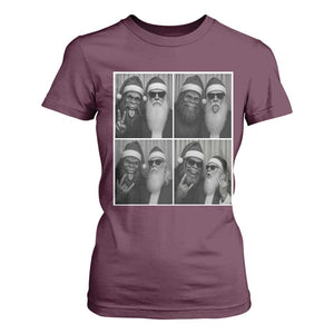 Funny Bigfoot Photobooth Christmas T Shirt For Women Sasquatch Santa Claus Xmas TS14 Maroon Print Your Wear