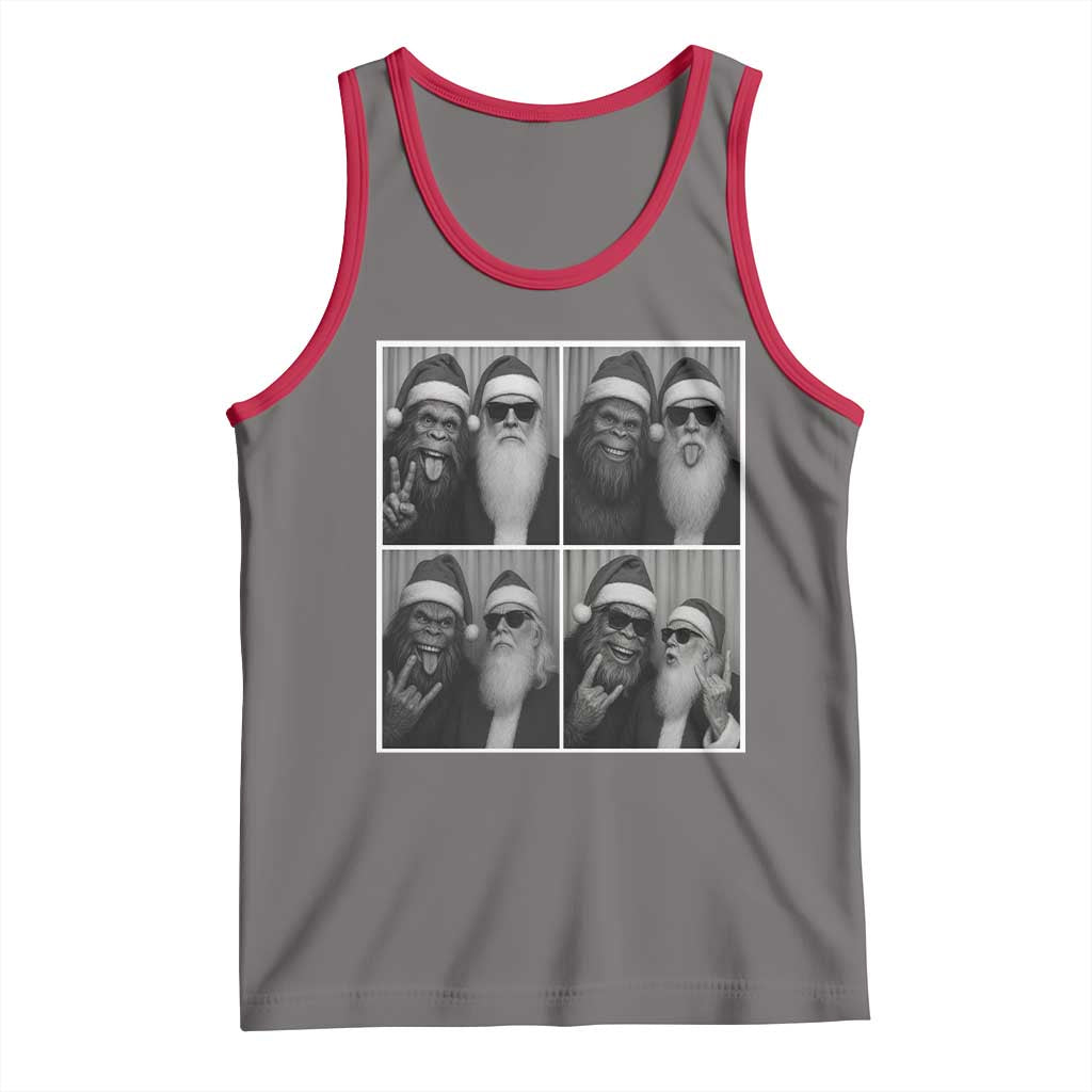 Funny Bigfoot Photobooth Christmas Tank Top Sasquatch Santa Claus Xmas TS14 Deep Heather Red Print Your Wear