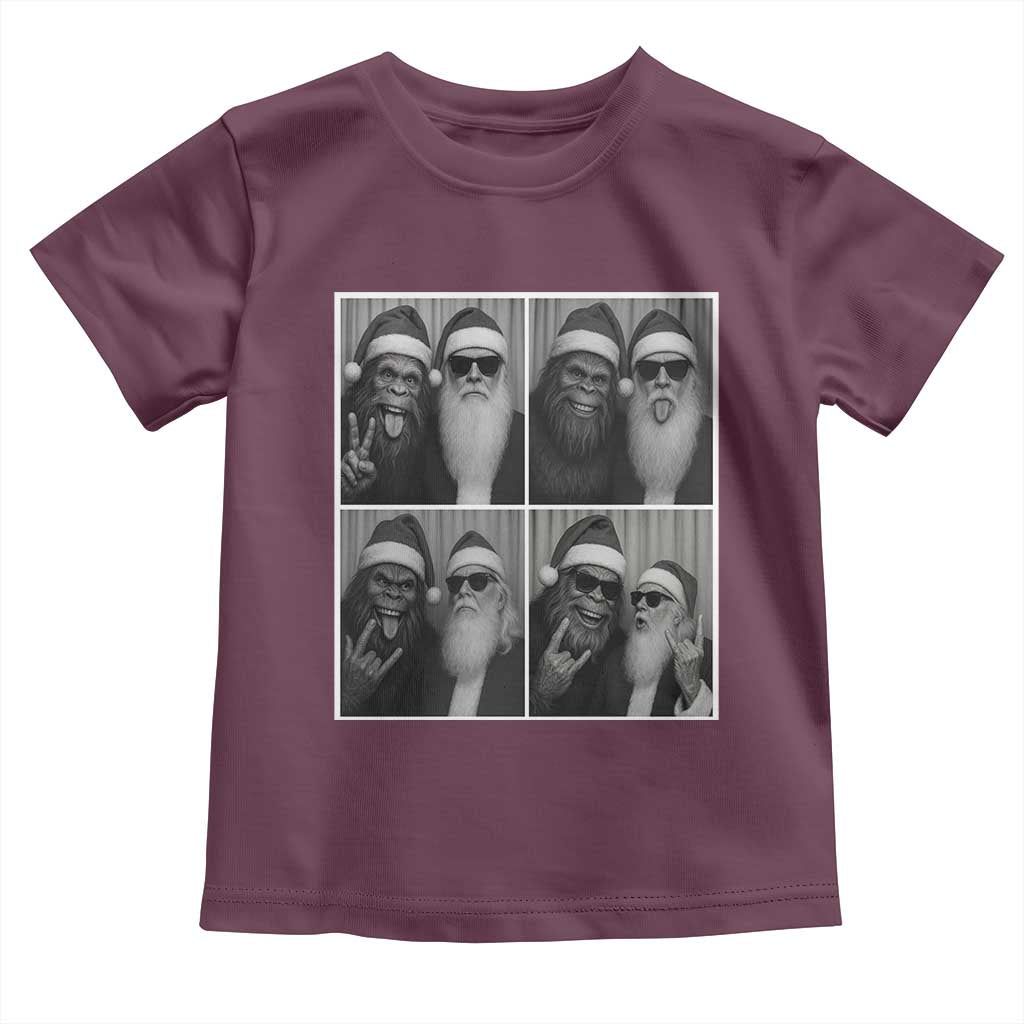 Funny Bigfoot Photobooth Christmas Toddler T Shirt Sasquatch Santa Claus Xmas TS14 Maroon Print Your Wear