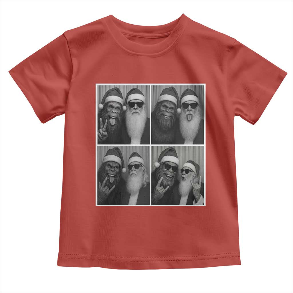 Funny Bigfoot Photobooth Christmas Toddler T Shirt Sasquatch Santa Claus Xmas TS14 Red Print Your Wear