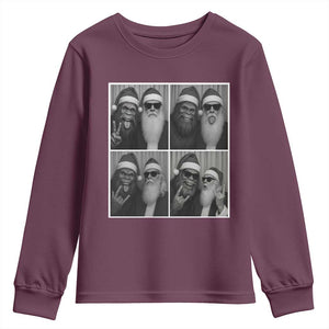 Funny Bigfoot Photobooth Christmas Youth Sweatshirt Sasquatch Santa Claus Xmas TS14 Maroon Print Your Wear