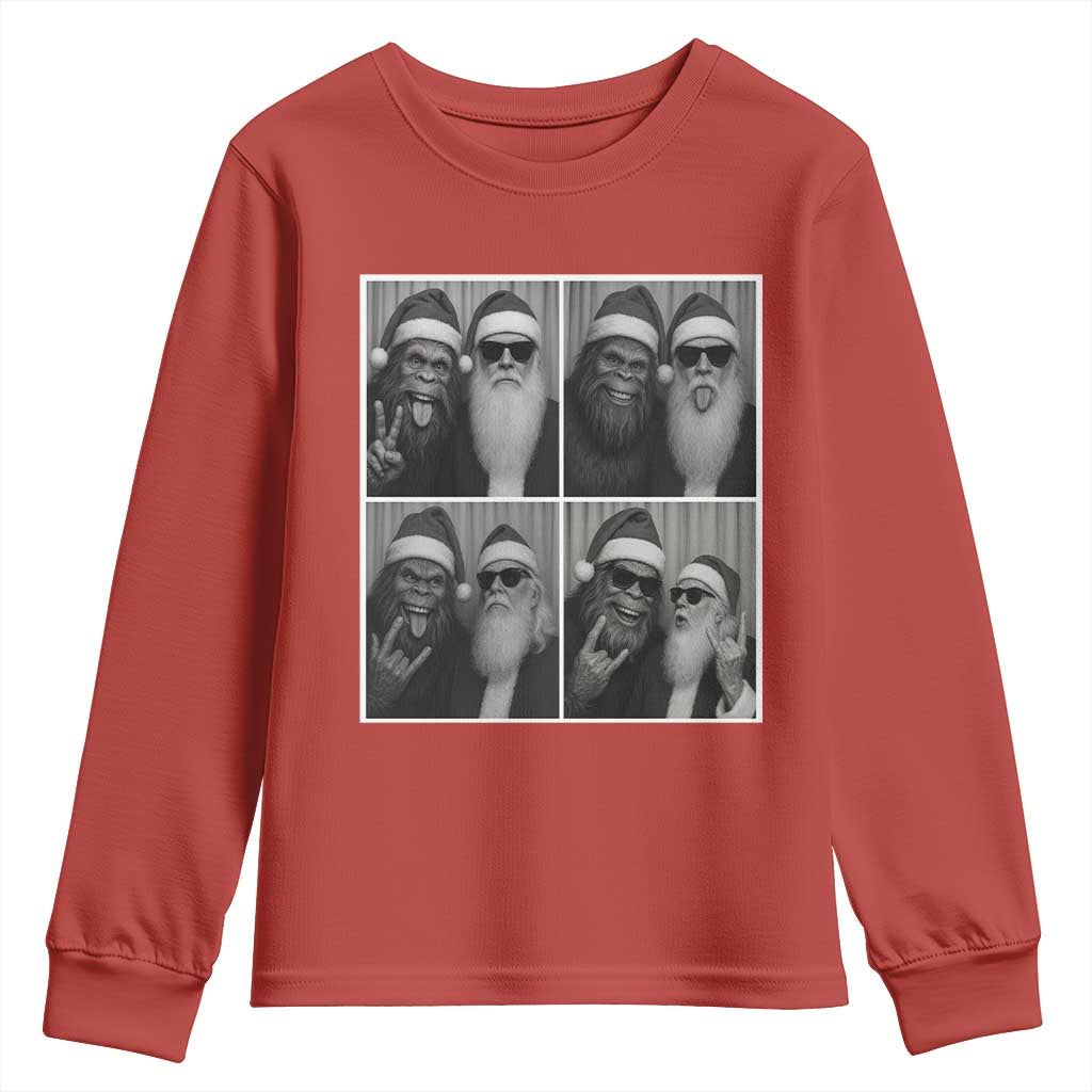Funny Bigfoot Photobooth Christmas Youth Sweatshirt Sasquatch Santa Claus Xmas TS14 Red Print Your Wear