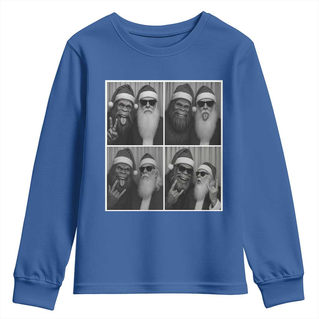 Funny Bigfoot Photobooth Christmas Youth Sweatshirt Sasquatch Santa Claus Xmas TS14 Royal Blue Print Your Wear