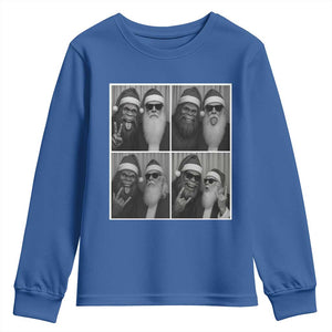 Funny Bigfoot Photobooth Christmas Youth Sweatshirt Sasquatch Santa Claus Xmas TS14 Royal Blue Print Your Wear