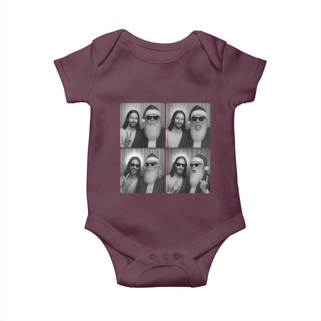 Funny Bigfoot Photobooth Christmas Baby Onesie Sasquatch Jesus Christian Xmas TS14 Maroon Print Your Wear
