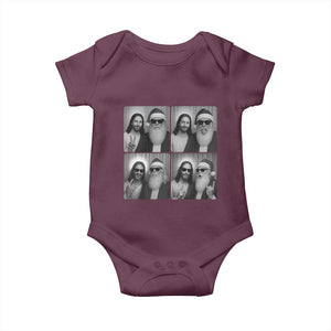 Funny Bigfoot Photobooth Christmas Baby Onesie Sasquatch Jesus Christian Xmas TS14 Maroon Print Your Wear