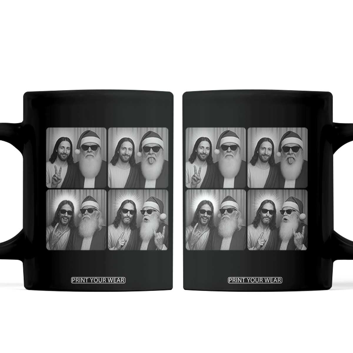 Funny Bigfoot Photobooth Christmas Coffee Mug Sasquatch Jesus Christian Xmas TS14 Black Print Your Wear