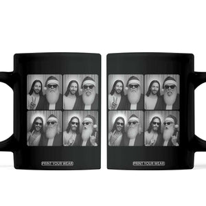 Funny Bigfoot Photobooth Christmas Coffee Mug Sasquatch Jesus Christian Xmas TS14 Black Print Your Wear
