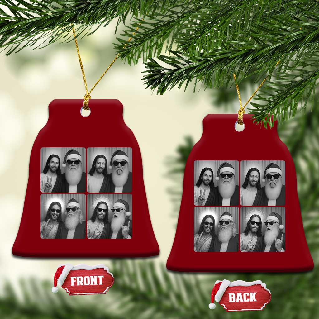 Funny Bigfoot Photobooth Xmas Ceramic Ornament Sasquatch Jesus Christian Xmas TS14 Print Your Wear
