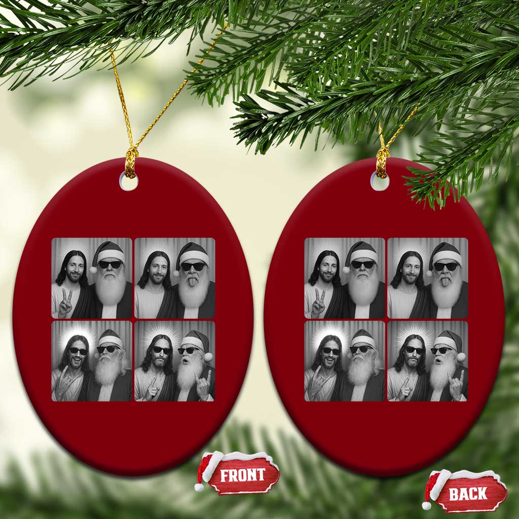 Funny Bigfoot Photobooth Xmas Ceramic Ornament Sasquatch Jesus Christian Xmas TS14 Print Your Wear