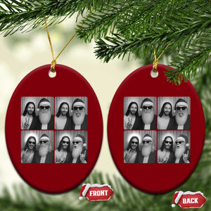 Funny Bigfoot Photobooth Xmas Ceramic Ornament Sasquatch Jesus Christian Xmas TS14 Print Your Wear