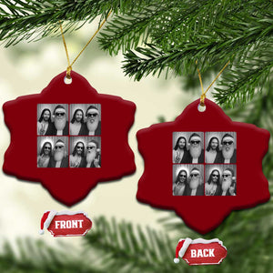 Funny Bigfoot Photobooth Xmas Ceramic Ornament Sasquatch Jesus Christian Xmas TS14 Print Your Wear