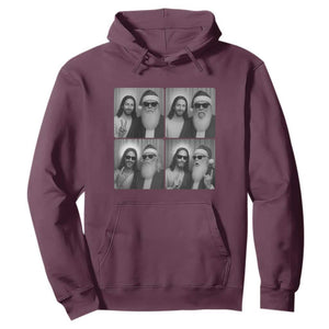 Funny Bigfoot Photobooth Christmas Hoodie Sasquatch Jesus Christian Xmas TS14 Maroon Print Your Wear
