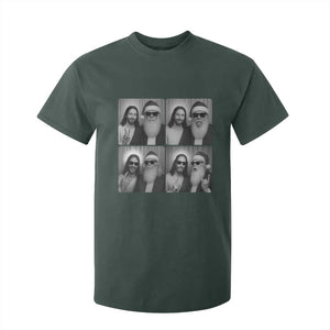 Funny Bigfoot Photobooth Christmas T Shirt For Kid Sasquatch Jesus Christian Xmas TS14 Dark Forest Green Print Your Wear