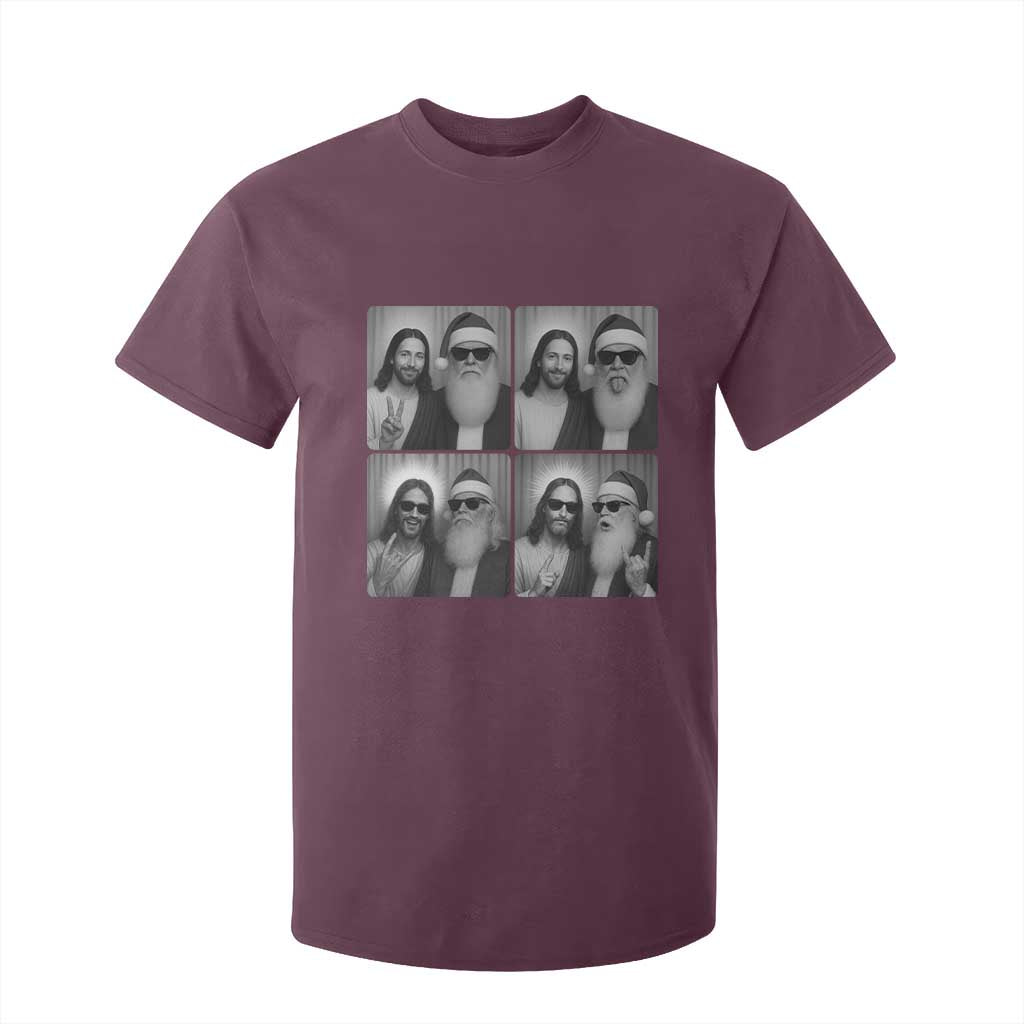 Funny Bigfoot Photobooth Christmas T Shirt For Kid Sasquatch Jesus Christian Xmas TS14 Maroon Print Your Wear