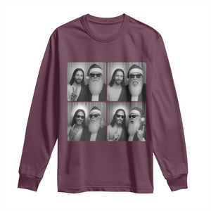 Funny Bigfoot Photobooth Christmas Long Sleeve Shirt Sasquatch Jesus Christian Xmas TS14 Maroon Print Your Wear