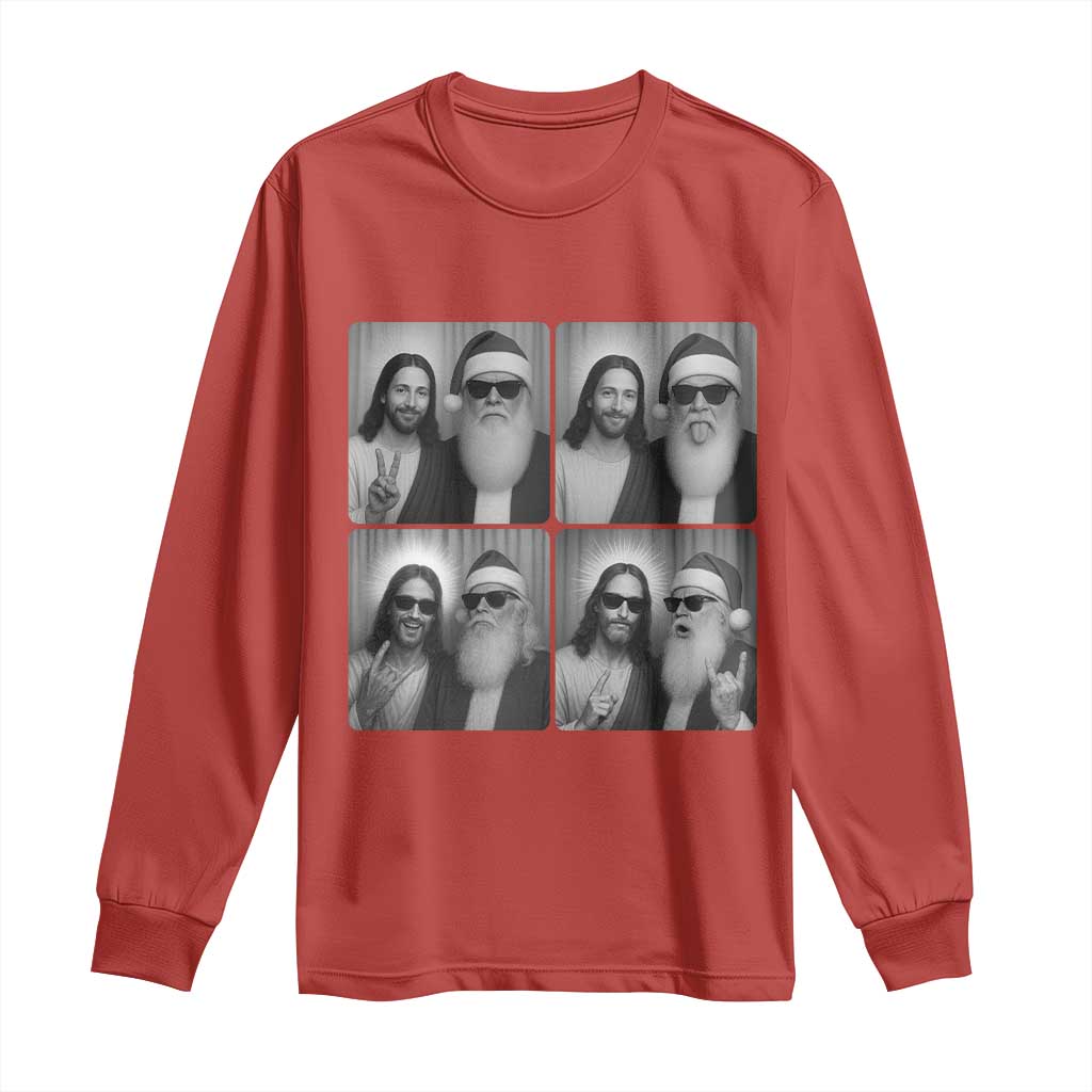 Funny Bigfoot Photobooth Christmas Long Sleeve Shirt Sasquatch Jesus Christian Xmas TS14 Red Print Your Wear