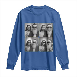 Funny Bigfoot Photobooth Christmas Long Sleeve Shirt Sasquatch Jesus Christian Xmas TS14 Royal Blue Print Your Wear